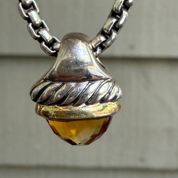 David Yurman Citrine acorn necklace with original Sterling Silver box chain - Picture 1 of 9